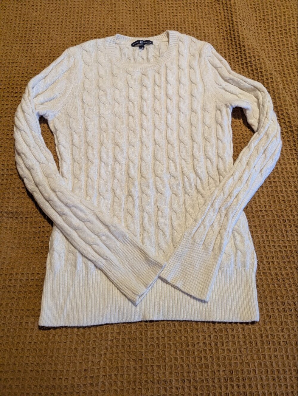 GAP White Cable Knit Crewneck Sweater, M